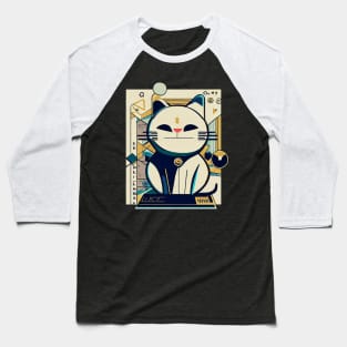 Cute lucky cat | Black, blue, and yellow Baseball T-Shirt